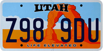 UT license plate Z989DU