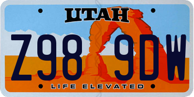 UT license plate Z989DW