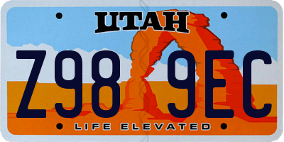 UT license plate Z989EC