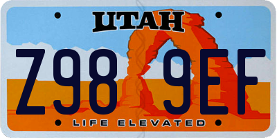 UT license plate Z989EF