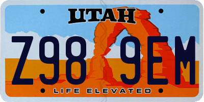 UT license plate Z989EM