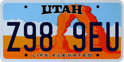 UT license plate Z989EU