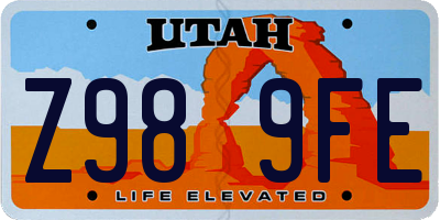 UT license plate Z989FE