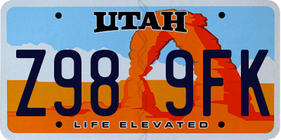 UT license plate Z989FK