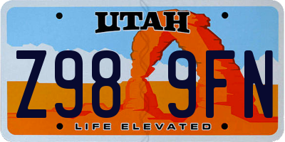 UT license plate Z989FN