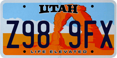 UT license plate Z989FX