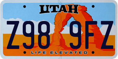 UT license plate Z989FZ