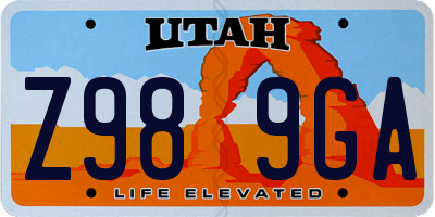 UT license plate Z989GA