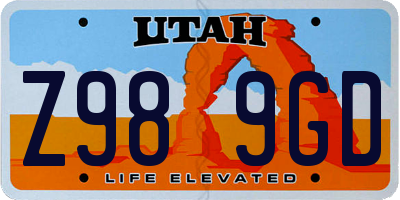 UT license plate Z989GD