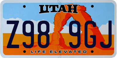 UT license plate Z989GJ