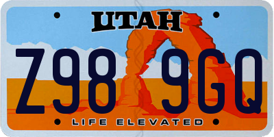 UT license plate Z989GQ