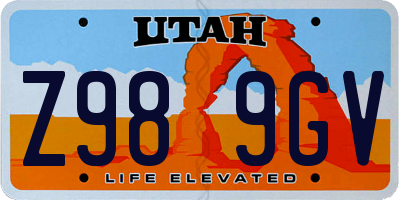 UT license plate Z989GV