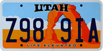 UT license plate Z989IA