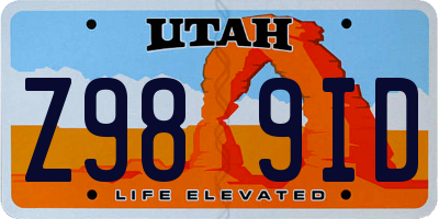 UT license plate Z989ID