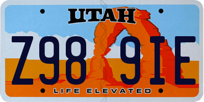 UT license plate Z989IE