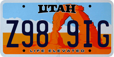 UT license plate Z989IG