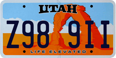 UT license plate Z989II