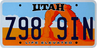 UT license plate Z989IN