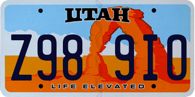 UT license plate Z989IO