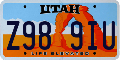 UT license plate Z989IU