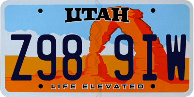 UT license plate Z989IW