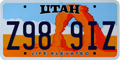 UT license plate Z989IZ