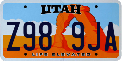UT license plate Z989JA