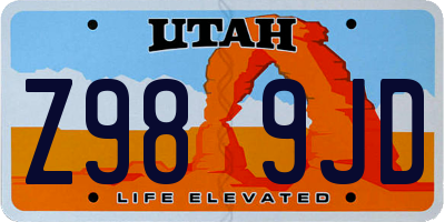 UT license plate Z989JD
