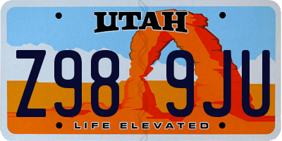 UT license plate Z989JU
