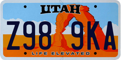UT license plate Z989KA