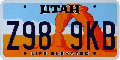 UT license plate Z989KB