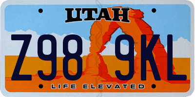 UT license plate Z989KL