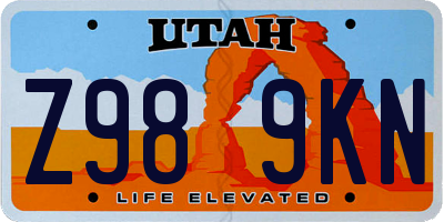 UT license plate Z989KN
