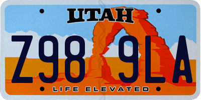 UT license plate Z989LA
