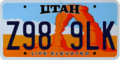 UT license plate Z989LK