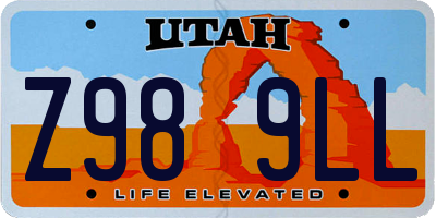 UT license plate Z989LL