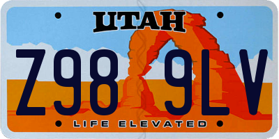 UT license plate Z989LV