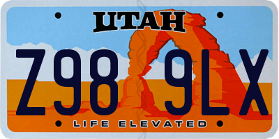 UT license plate Z989LX