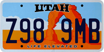 UT license plate Z989MB