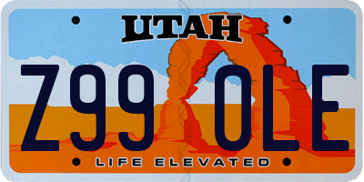 UT license plate Z990LE