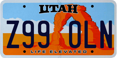 UT license plate Z990LN