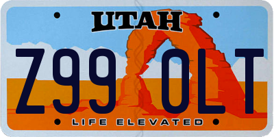 UT license plate Z990LT