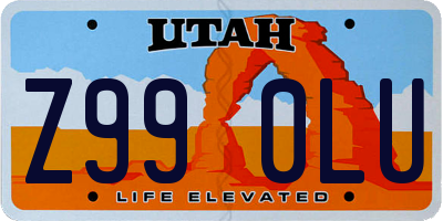 UT license plate Z990LU