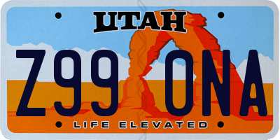 UT license plate Z990NA