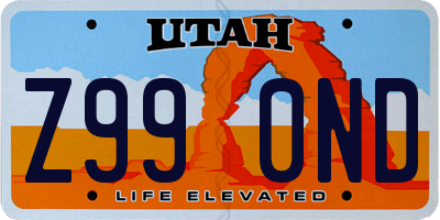 UT license plate Z990ND
