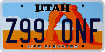 UT license plate Z990NF
