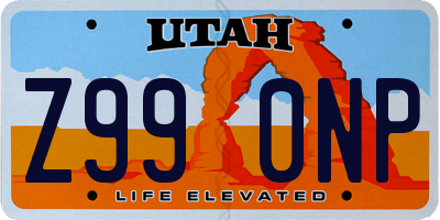 UT license plate Z990NP