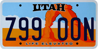 UT license plate Z990ON