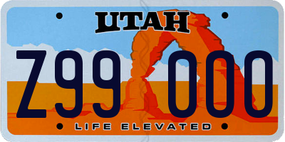 UT license plate Z990OO