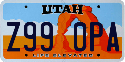UT license plate Z990PA